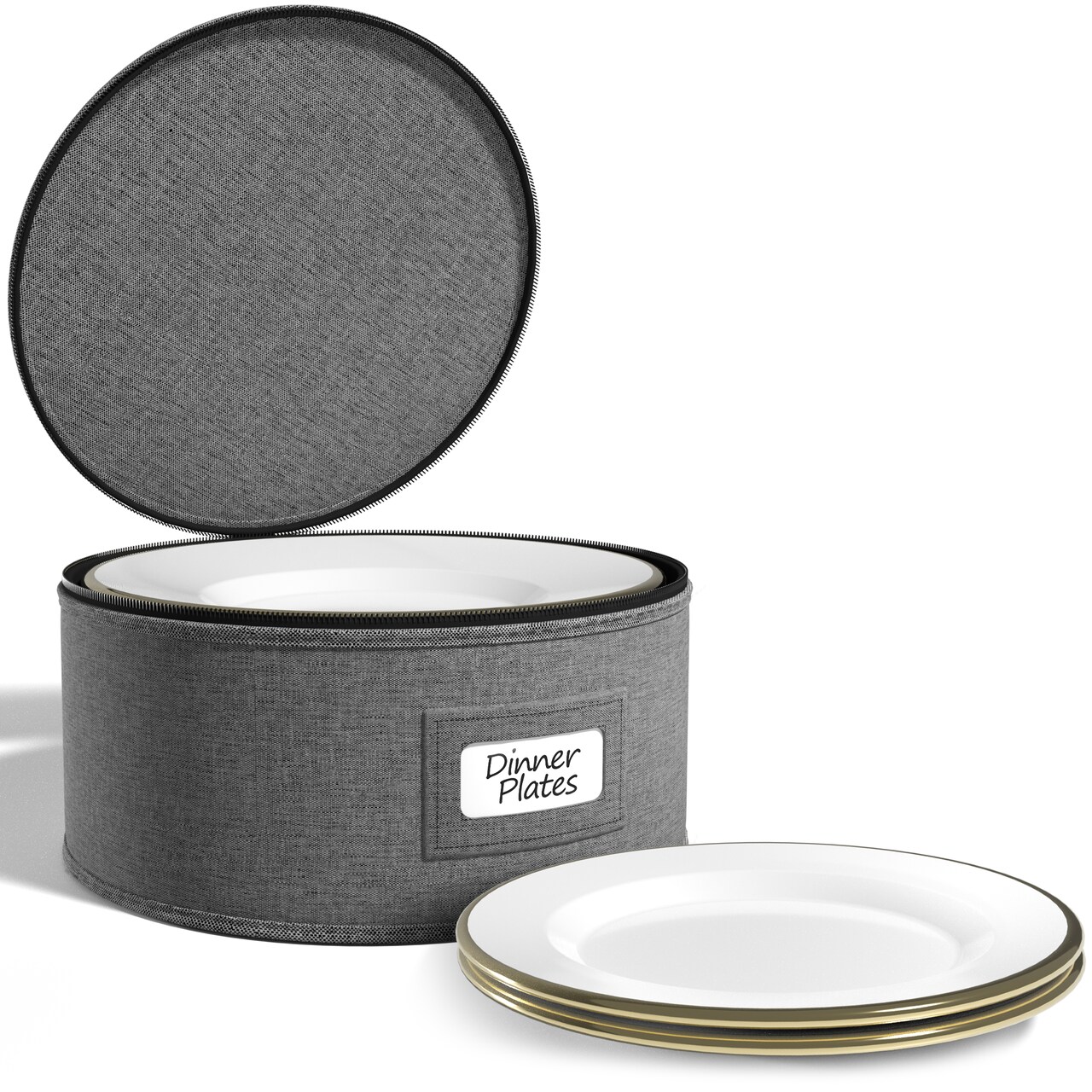 Sorbus China Storage Containers - Dinnerware Organizer for Dinner Plates with Lid (Holds Service for 12) with Felt Protectors - 12 x 6.25